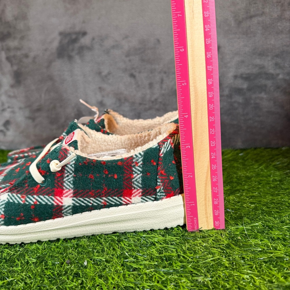 Hey Dude Wendy Confetti Plaid Cozy Red Green Multi Slip On Shoes Womens sz 7 NWT - Picture 9 of 12